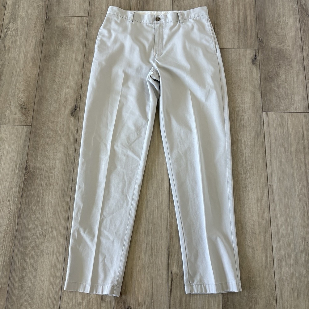 LL Bean Mens‎ Classic Fit Khaki Chino Flat Front Pants Size 33x34 Preppy Office